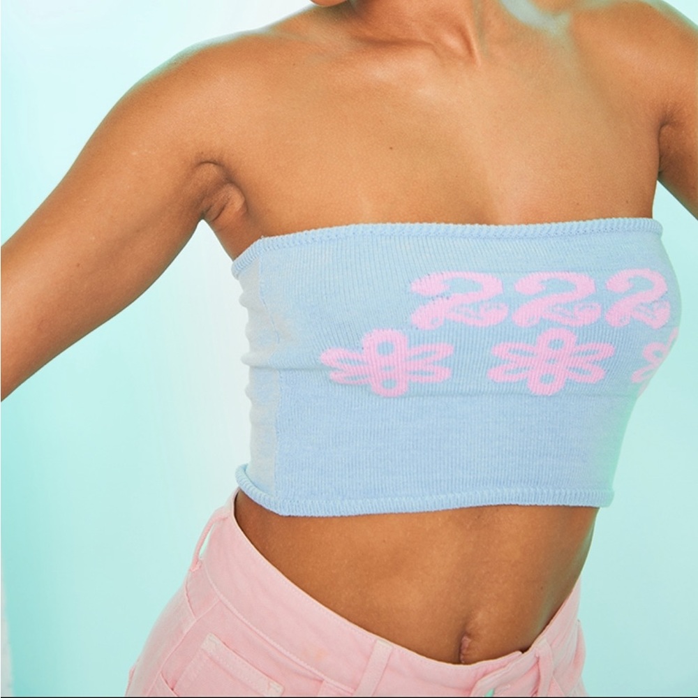 Baby Blue 222 Knitted Tube Top - Picture 6 of 16